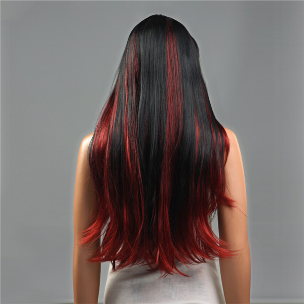 NAWOMI Black Red Highlights 100% Kanekalon Synthetic Hair Wig Long Sof –  Electronic Pro