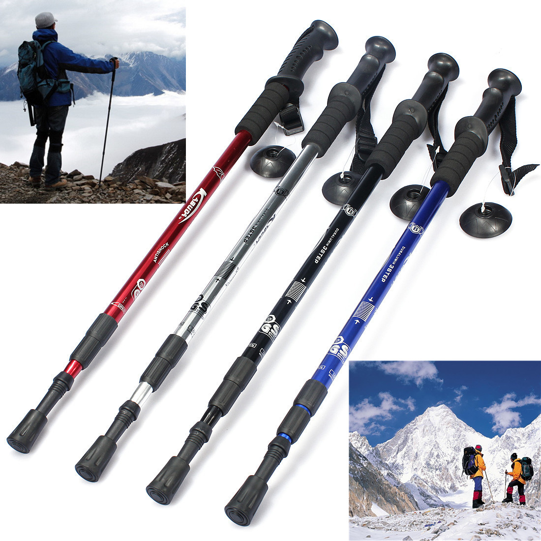 

IPRee™ 3-section Adjustable Canes Walking Hiking Stick Trekking Pole Alpenstock With Compass Camping Travel