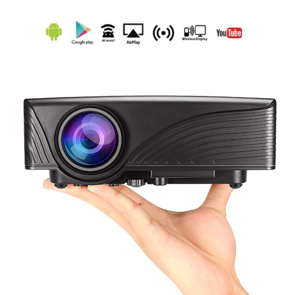 

MantisTek® MP1 1200 Lumens Android 4.4 1G/8G WiFi Portable LED Projector with SD HDMI Support 1080P for Home Cinema Theater TV Laptop Smartphone Games