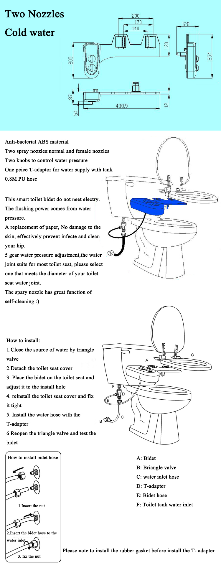 Smart Toilet Bidet Flushbonading Female hygeian Flushing Device