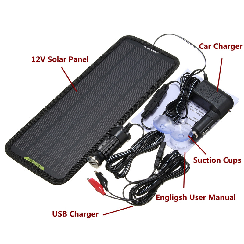 12V 4.5W Portable Car Solar Panel Battery Power Backup Charger for Car Boat 14