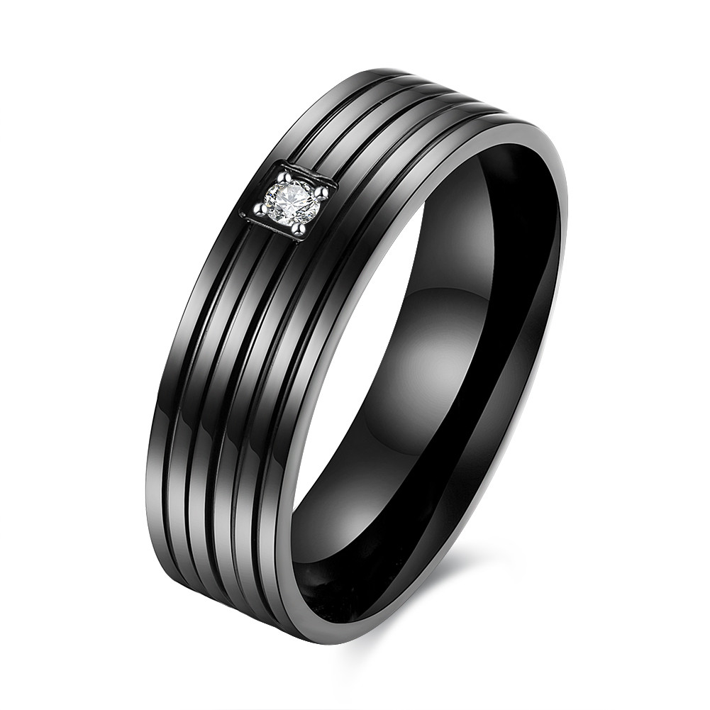 Stainless Steel Stripe Couple Ring Dating Gift