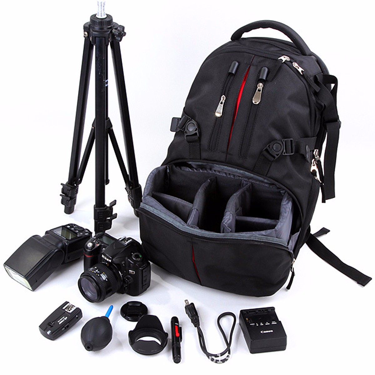 Nylon Waterproof Shockproof Camera Laptop Bag Lens Case Backpack For Canon Nikon SLR DSLR Camera 3