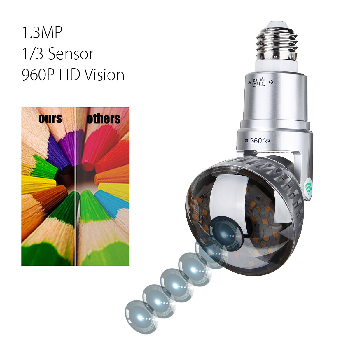 3.6mm Wireless Mirror Bulb Security Camera DVR WIFI LED Light IP Camera Motion Detection 17