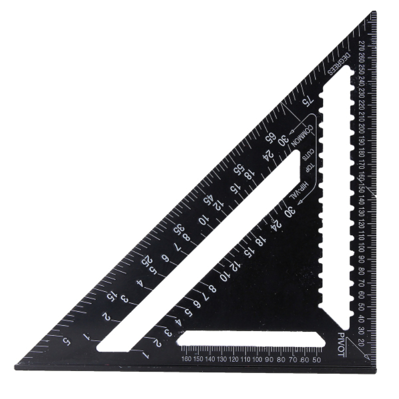 Raitool AR01 43X30X30cm Metric Aluminum Alloy Triangle Ruler Black Triangular Ruler 9