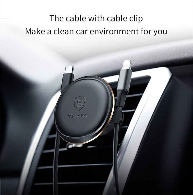 Baseus Cable Clip Magnetic Rotation Car Air Vent Phone Holder Stand for Samsung S8 iPhone X Xiaomi 18