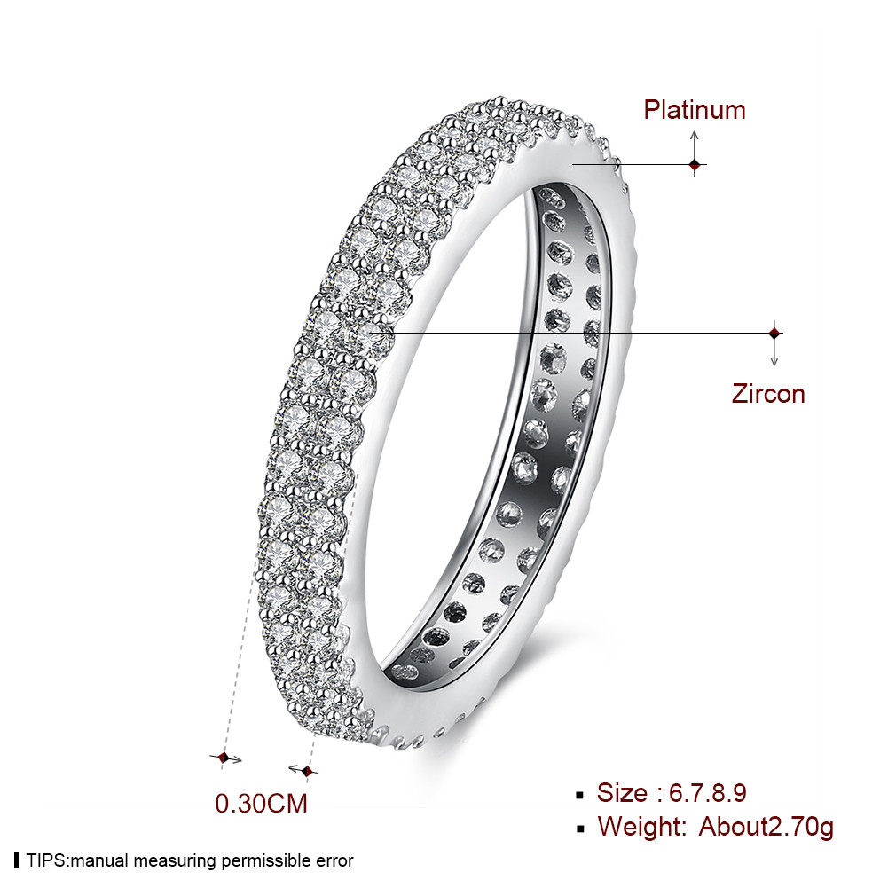 Hearts and Arrows Zircon Full Around Platinum Gift Wedding Finger Rings