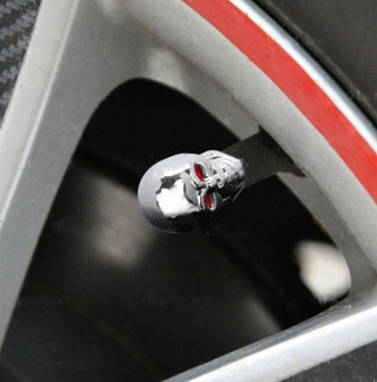 4 Pcs Skull Head Expression Car Tire Tyre Dust Stem Air Valve Caps