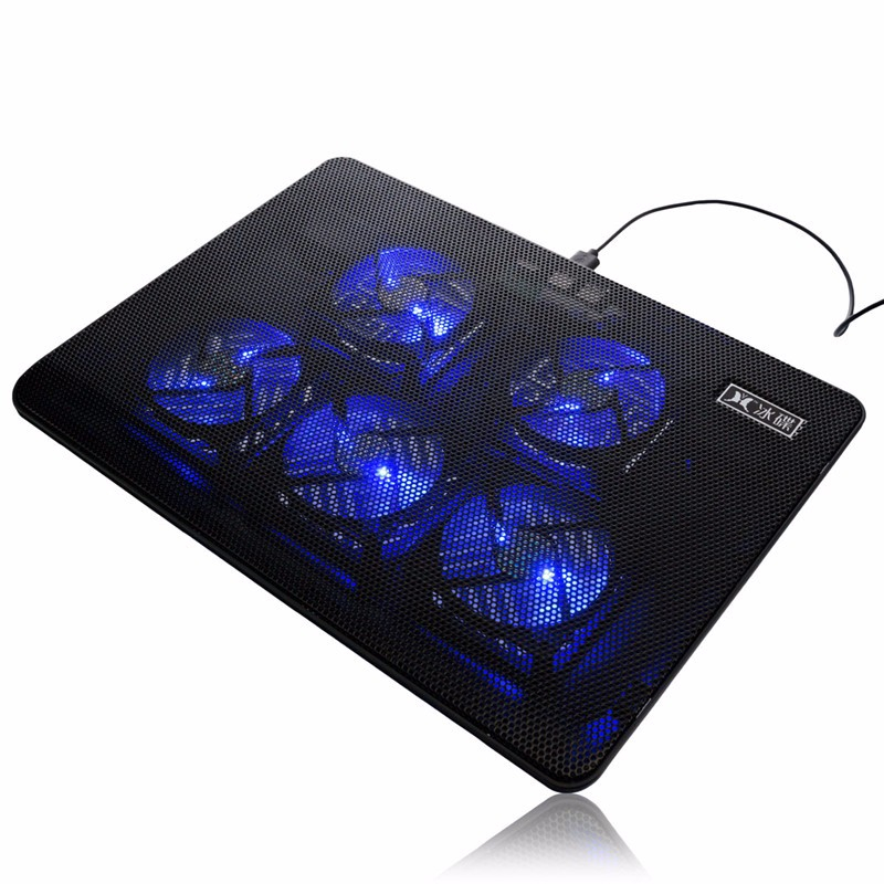 5 Fans LED USB Port Cooling Stand Pad Cooler for 17 inch Laptop Notebook 11