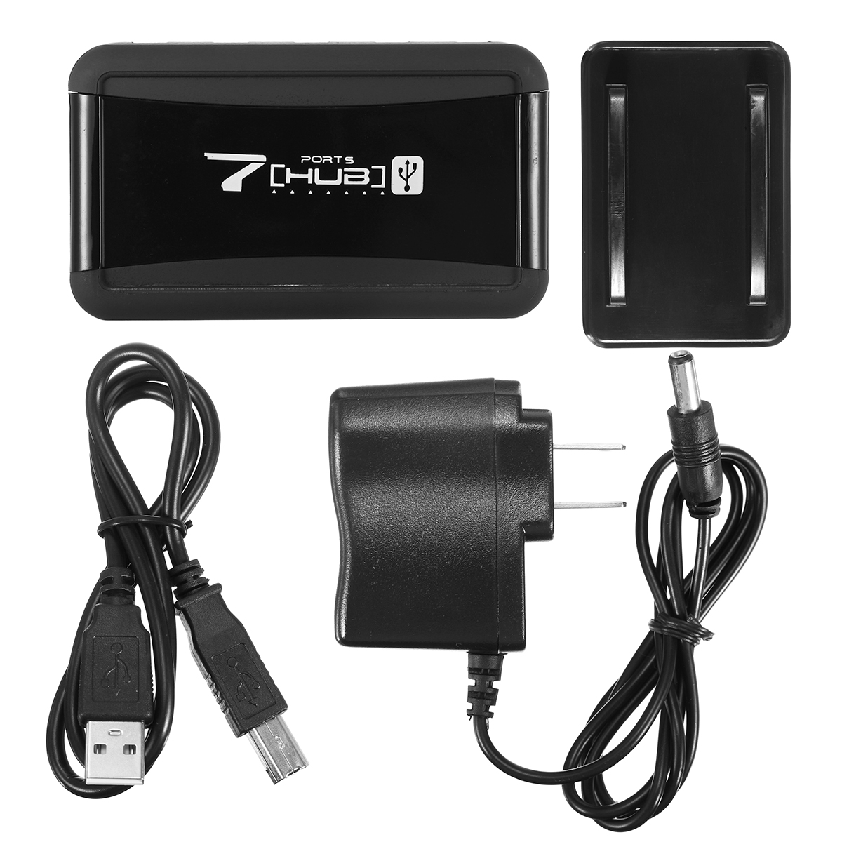 EU/US Vertical 7 Port USB 2.0 High Speed Hub+AC Power Supply Adapter For Raspberry Pi PC 11