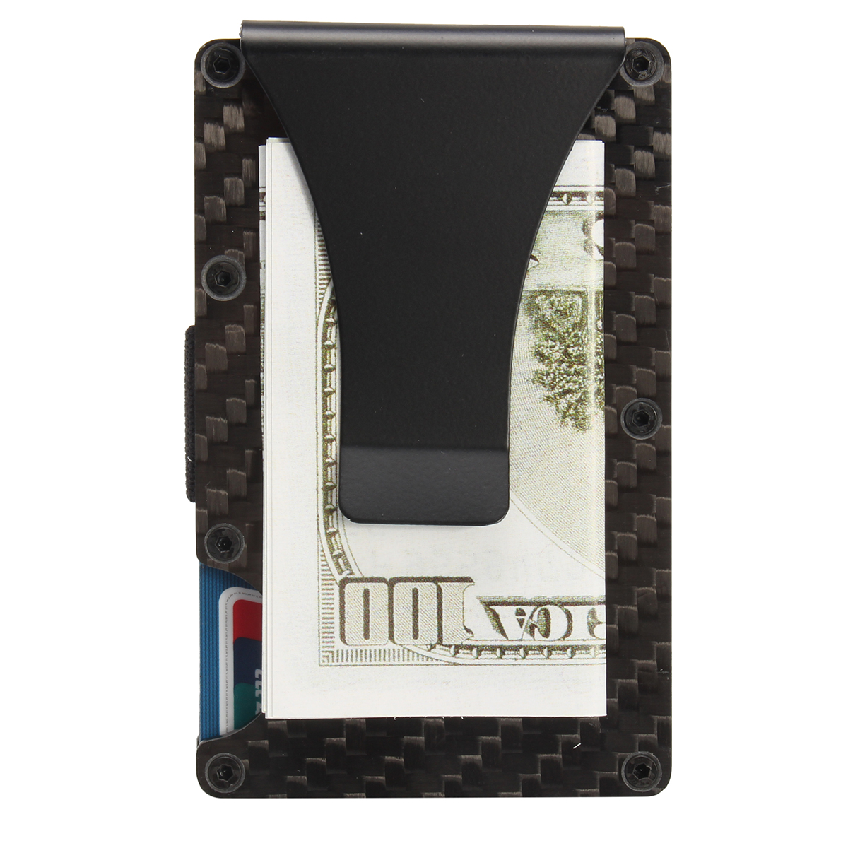 Slim Carbon Fiber Credit Card Holder RFID Blocking Metal Wallet Money Clip Case 20