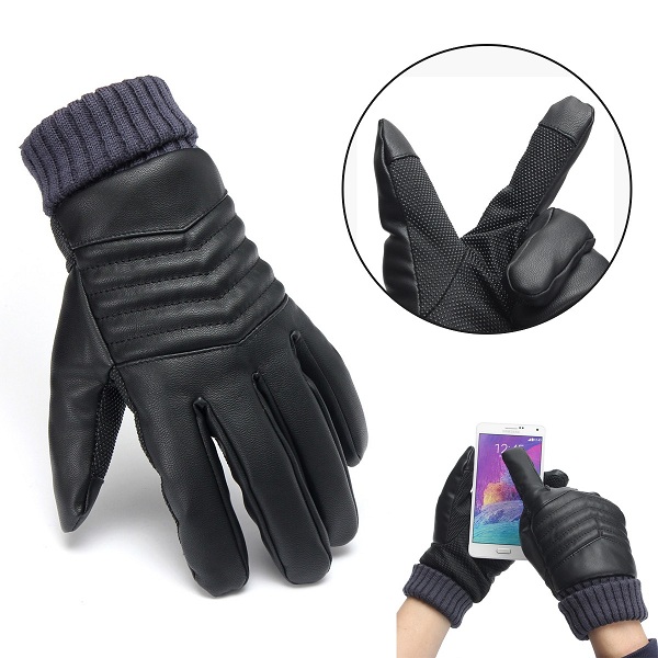 

Men Thermal Touch Screen Gloves Artificial Leather Winter Warm Motorcycle Gloves