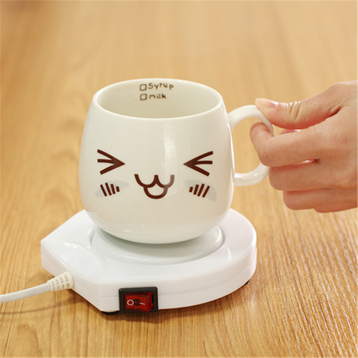 220v White Electric Powered Cup Warmer Heater Pad Coffee Tea Milk Mug US Plug 85