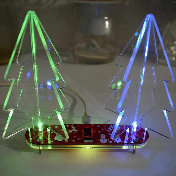 Geekcreit® DIY Full Color Changing LED Acrylic 3D Christmas Tree Electronic Learning Kit 12