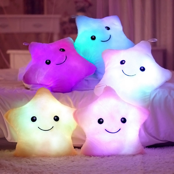 Plush Colorful LED Light Star Shape Throw Pillow