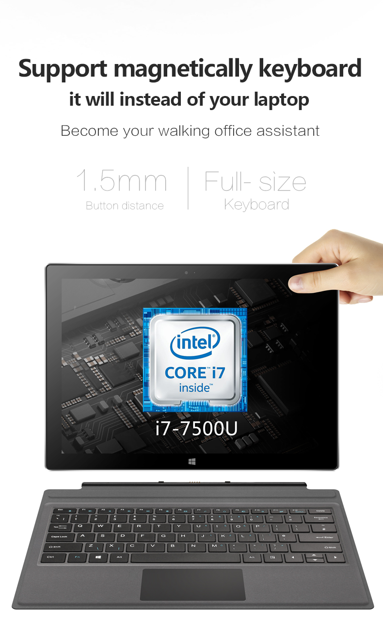 Original Box VOYO VBook i7 Plus Intel Core I7-7500U 8G RAM 256G SSD 12.6 Inch Windows 10 Home Tablet 3