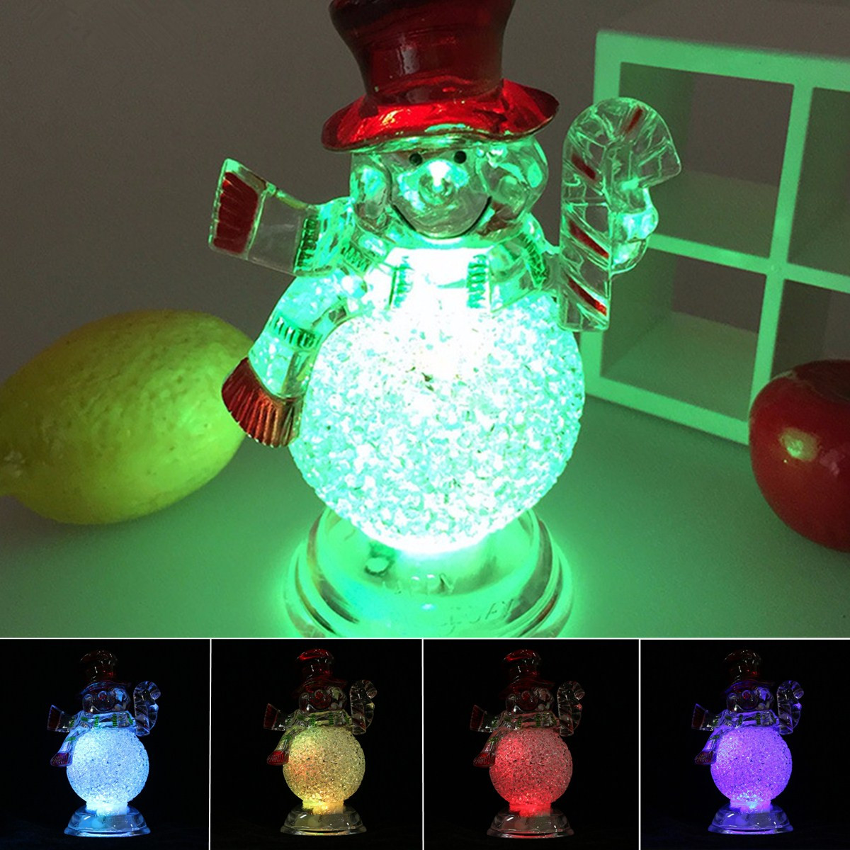 Acrylic Christmas Xmas Transparent Snowman LED Light Color Changing Home Decor - Photo: 1
