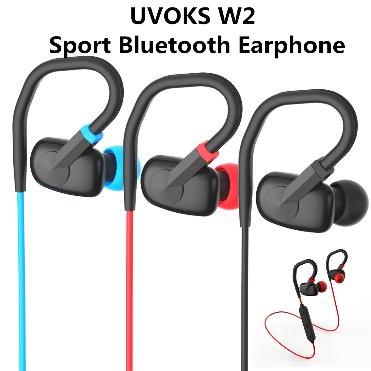 UVOKS W2 Wireless Bluetooth Earphone Waterproof In-ear Stereo Sports Headphone with Mic 10