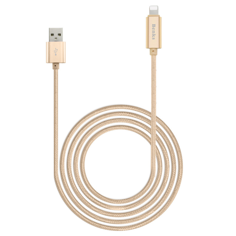 Benks Latte Series Smart LED Remind Data Nylon Cable Charging Cable 1m For iPhone 7 6 Plus iPad