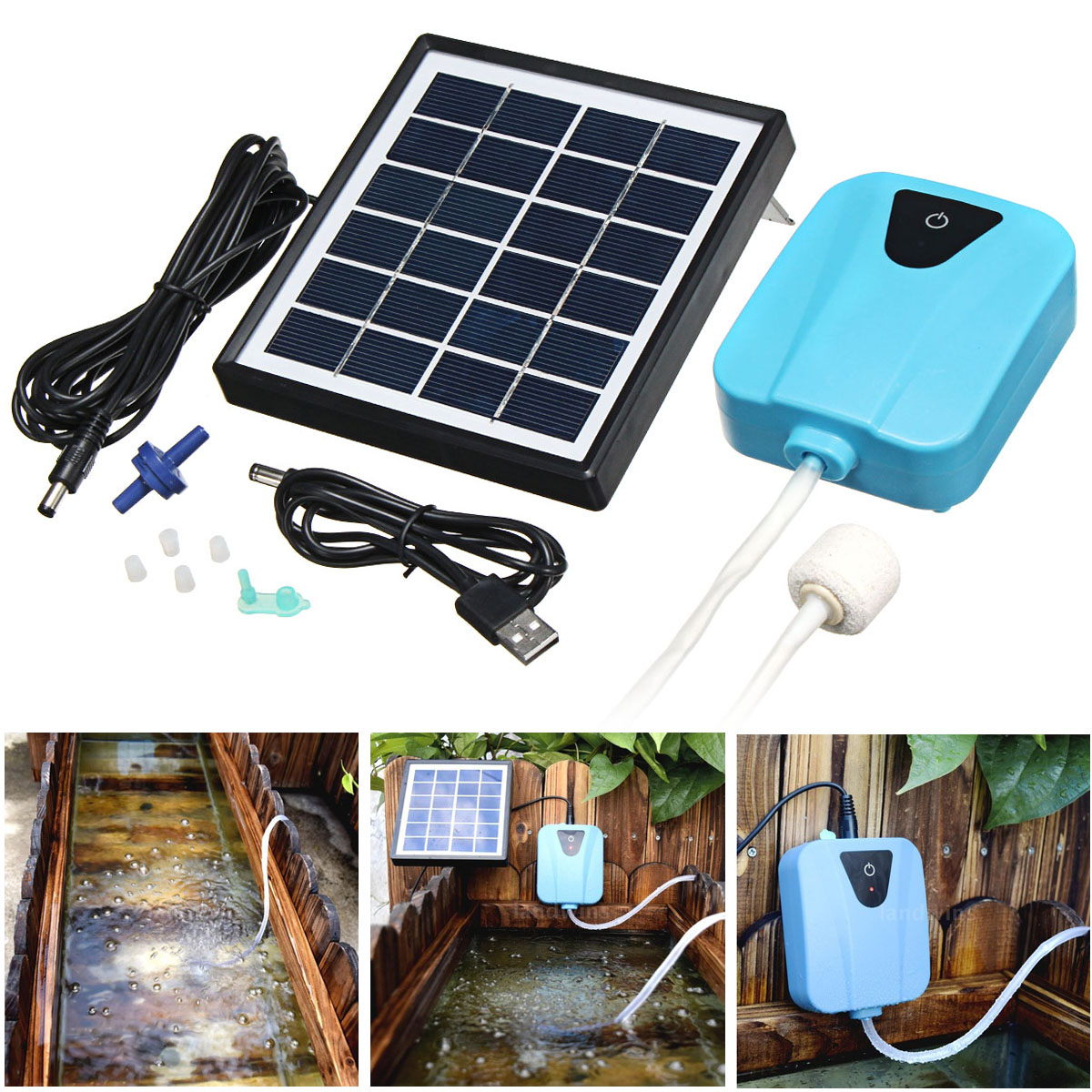 Mini Outdoor 3.7V Water Pump Solar Powered Panel For Fish Tank Air Oxygenator Pond 9