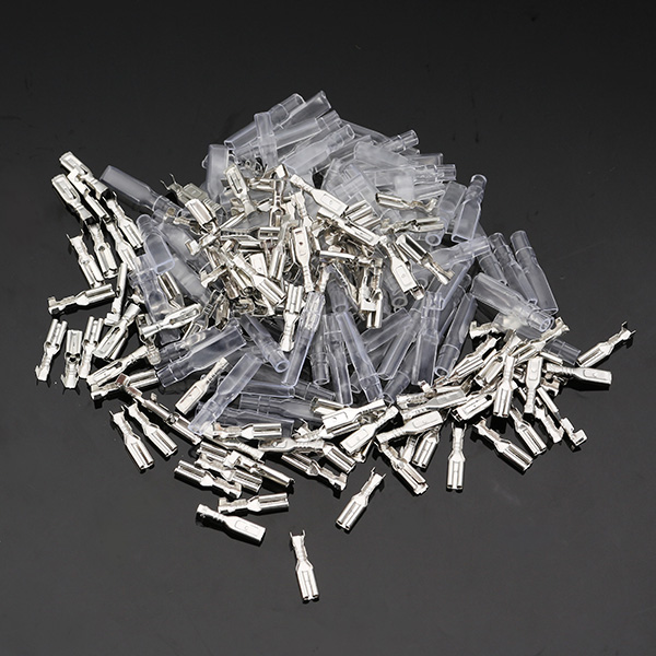 100Pcs Silver Crimp Terminals with Silicone Case Female Spade Quick Connector Terminal for Arcade Chain Cable 19