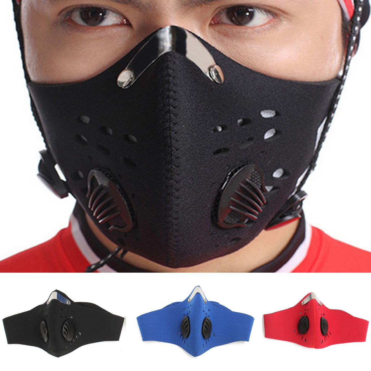 Motorcycle Racing PM2.5 Gas Protection Filter Respirator Dust Face Mask Head 9