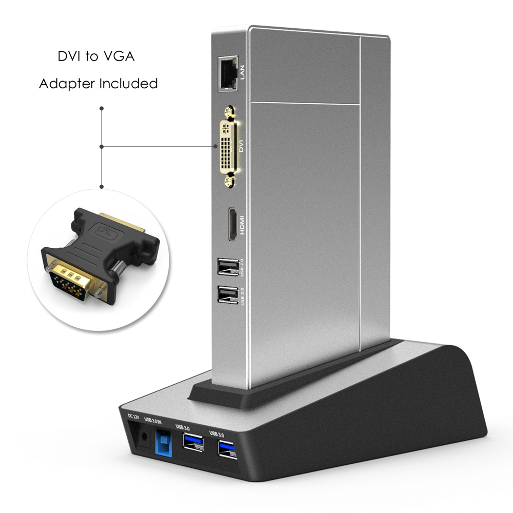 Wavlink USB3.0 Universal Aluminum Coupling Docking Station HDD SSD Box Base Dual Video Monitor HDMI 8