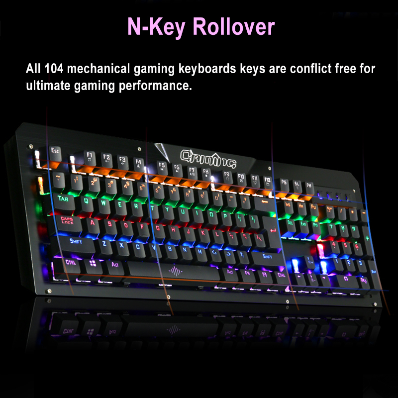 104Keys Blue Switch LED Backlight Mechanical Gaming Keyboard With Hand Holder USB Wired 14