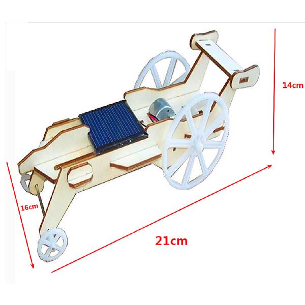DIY Assembled Solar Wooden Toy Lunar Rover Car With Solar Plane & Motor 6