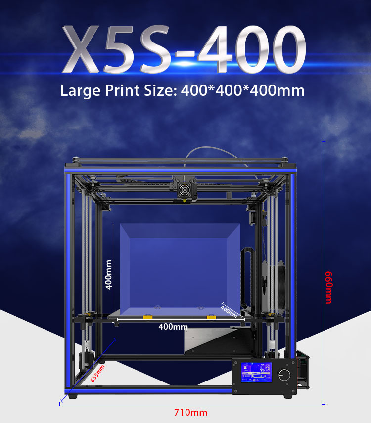 TRONXY® X5S-400 DIY Aluminum 3D Printer Kit 400*400*400mm Large Printing Size With Dual Z-axis Rod/HD LCD Screen/Double Fan 1.75mm 0.4mm Nozzle 14