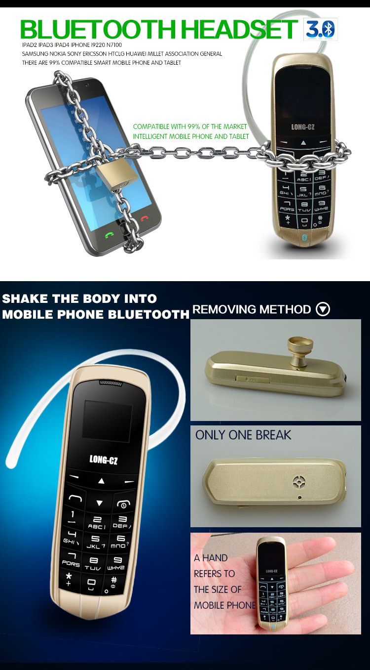 LONG-CZ J8 одиночный микро сим Bluetooth гарнитура мини сотовый телефон