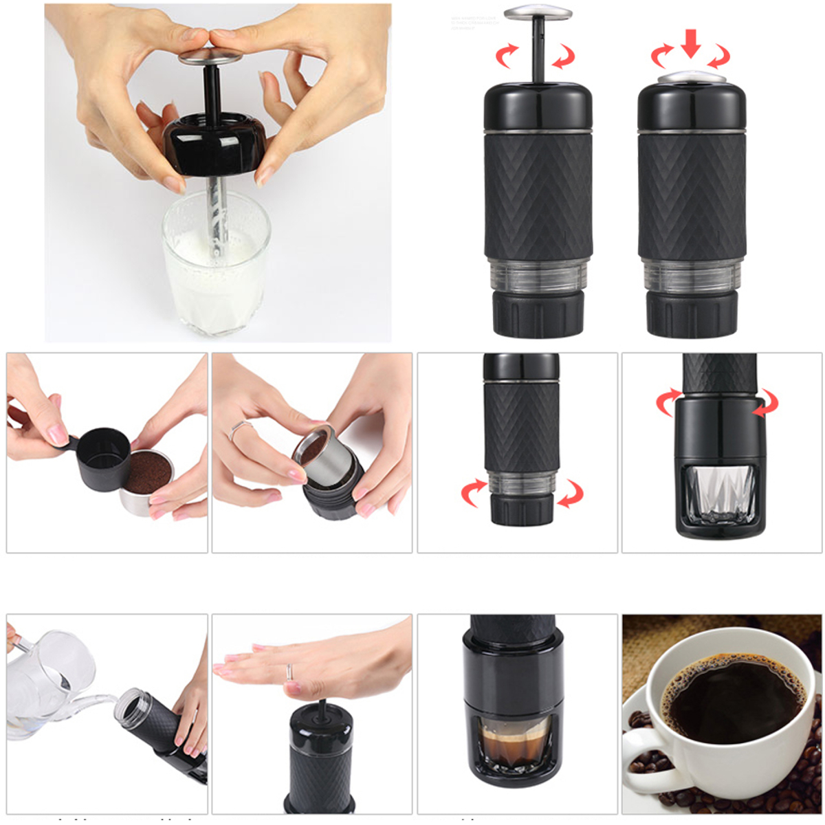 Portable Coffee Maker Travel Handheld Mini Manual Espresso Machine For Outdoor Camping Home Use 21