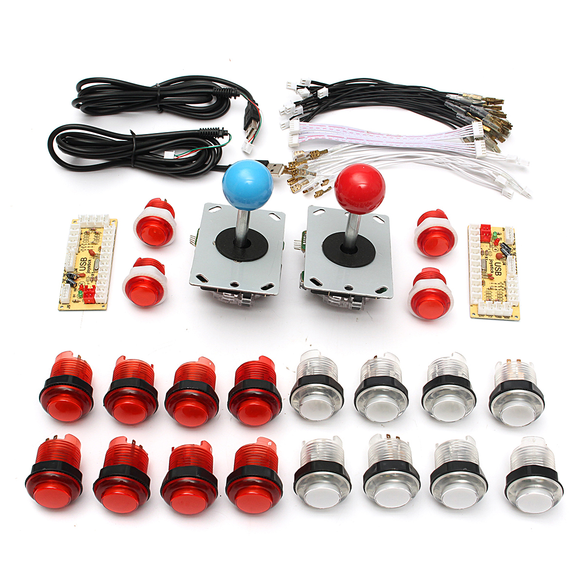 DIY Parts USB Encoder Joystick Clear Buttons Kit for Acarde Game Controller Console 8