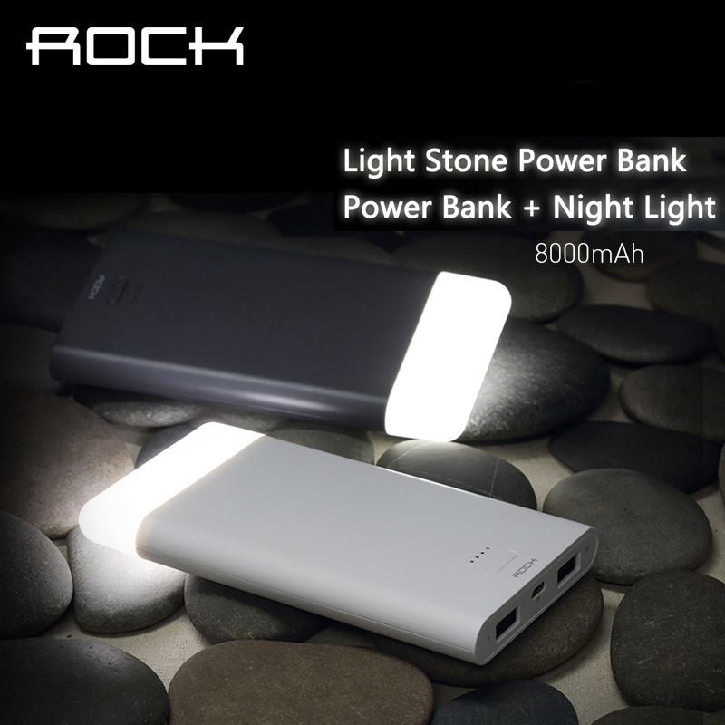 Original Rock Light Stone 8000mAh Double USB Port Power Bank 