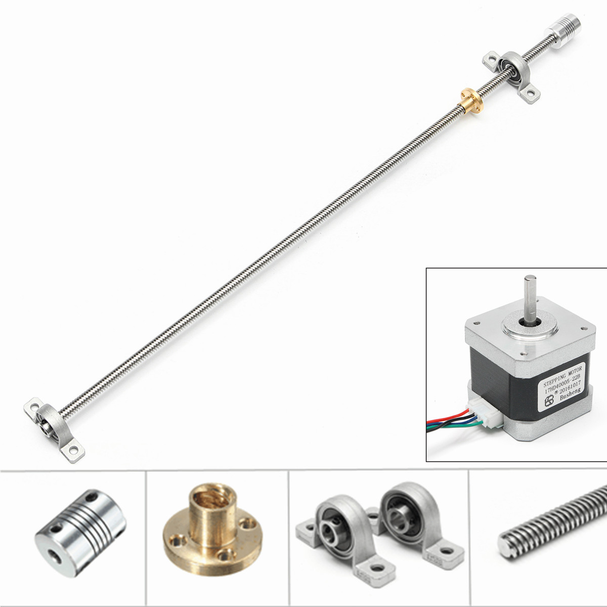 T8 600mm Stainless Steel Lead Screw Coupling Shaft Mounting + Motor For 3D Printer 8