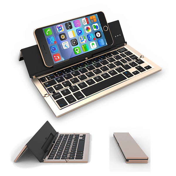 Portable Foldable Metal Bluetooth Keyboard for iPhone Samsung