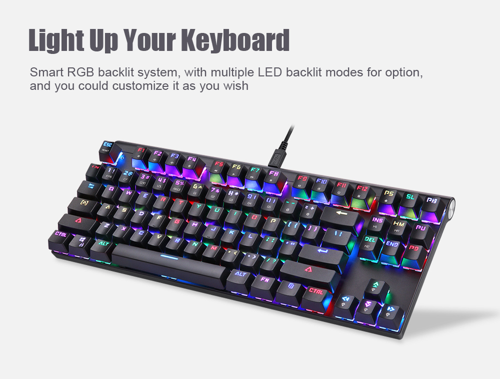 Motospeed CK101 87 Key NKRO RGB Backlit Mechanical Gaming Keyboard Outemu Red Blue Switch 3