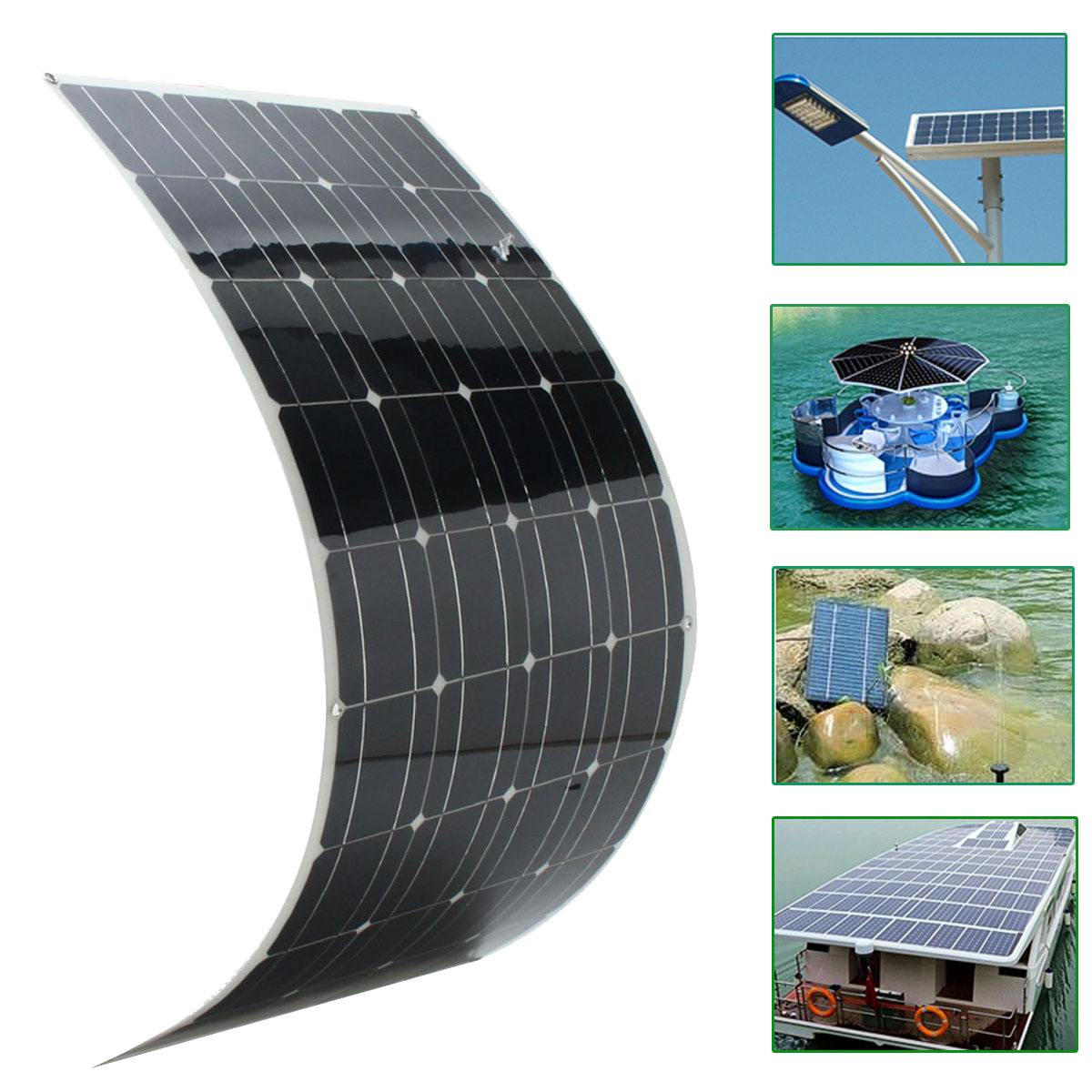 Elfeland® SP-36 120W 12V 1180*540mm Monocrystalline Semi Flexible Solar Panel With 1.5m Cable 7
