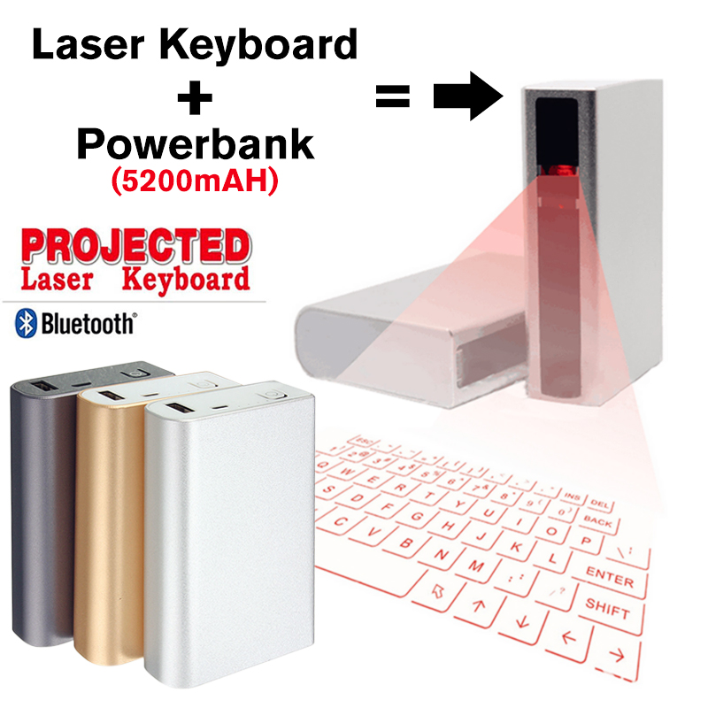 Laser Projection Virtual Laser Keyboard With 5200mAH Power Bank 21