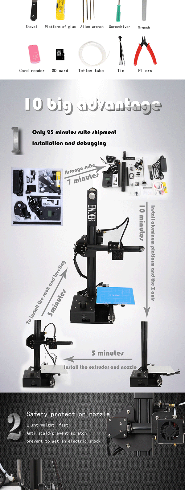 Creality 3D® Ender-2 DIY 3D Printer Kit 150*150*200mm Printing Size With Auto Leveling 1.75mm 0.4mm Nozzle 7