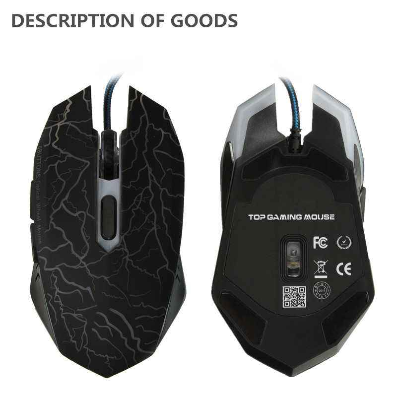 7 LED Colorful Optical 2400DPI 6 Buttons USB Wired Gaming Mouse 77
