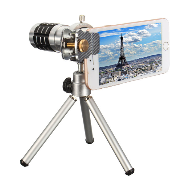 

Orsda 12X Universal HD Metal Telephoto Telescope Lens+Metal Lens Holder+Tripod For Smartphone