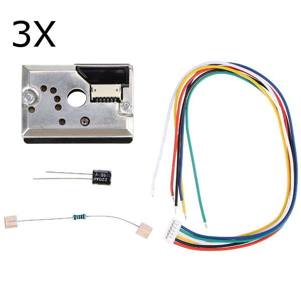 

3Pcs DIY GP2Y1010AU0F 0.9V 11mA Dust Sensor Air Quality PM2.5 Tester Dectector Kit