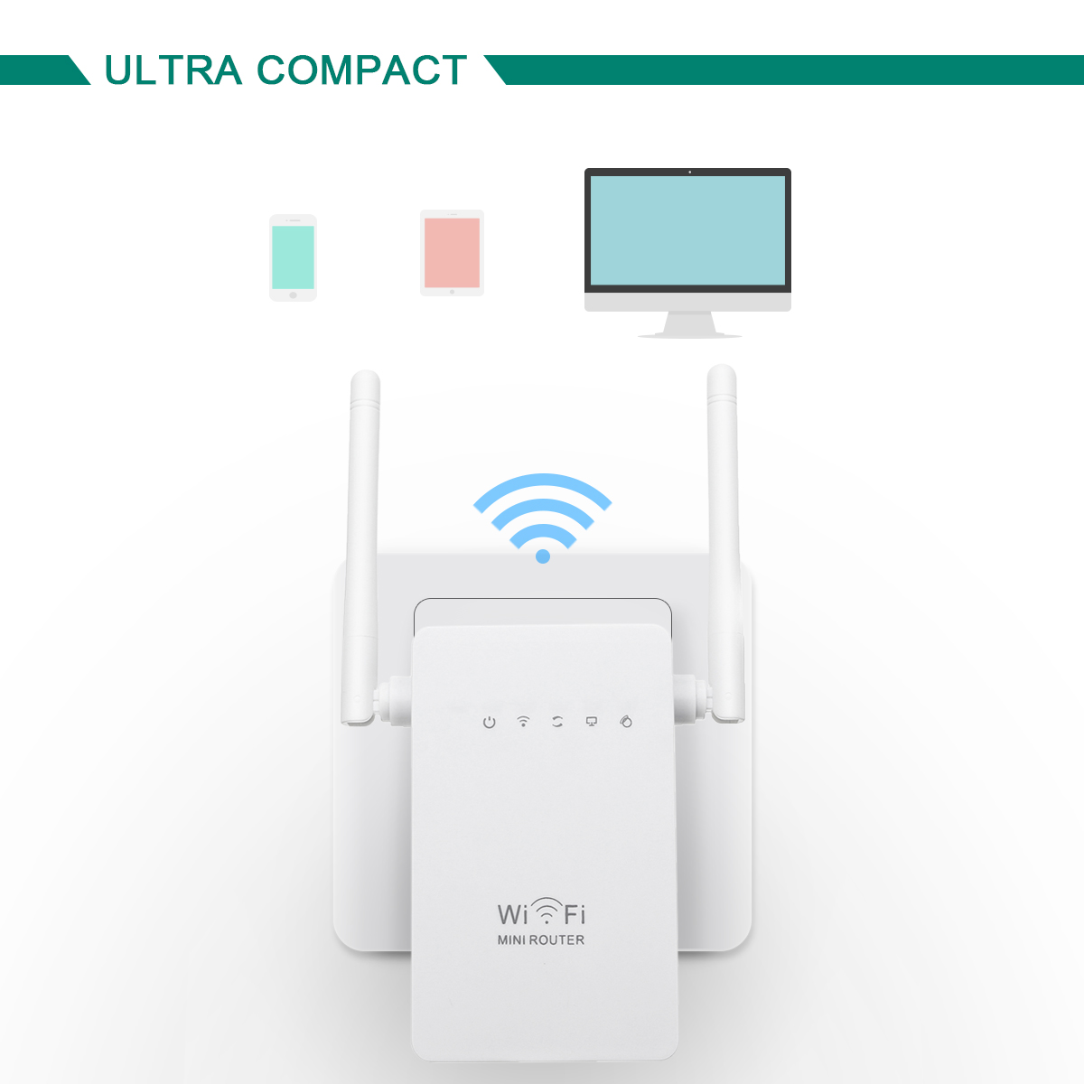300Mbps 802.11 Dual Antennas Wireless Wifi Range Repeater Booster AP Router UK Plug 27