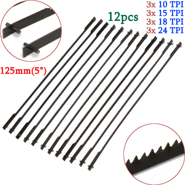 12pcs 5 Inch 125mm Pinned Scroll Saw Blades Woodworking Power Tool Accessories
