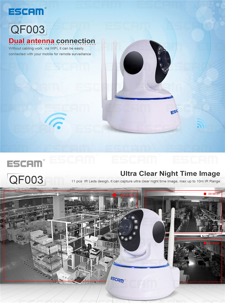 Escam QF003 HD 1080P Mini WiFi IP Camera Pan&Tilt CCTV security Camera P2P IR Cut Two Way Audio Micro SD Card Slot Night vision 6