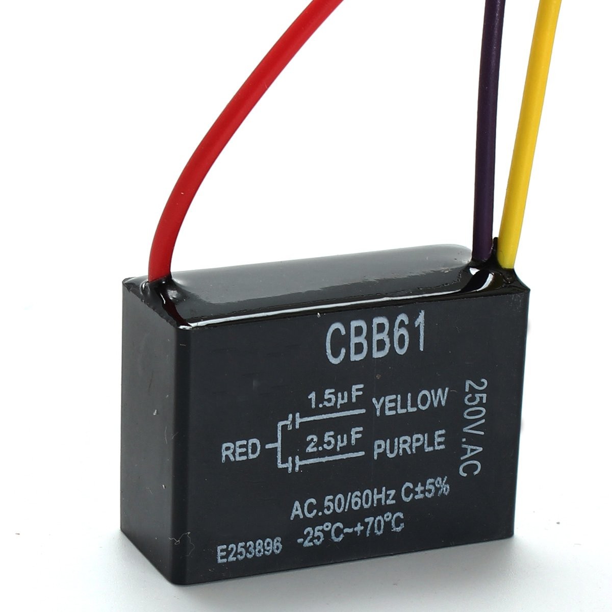 CBB61 1.5uF+2.5uF 3 WIRE 250VAC Ceiling Fan Capacitor 3 Wires 7