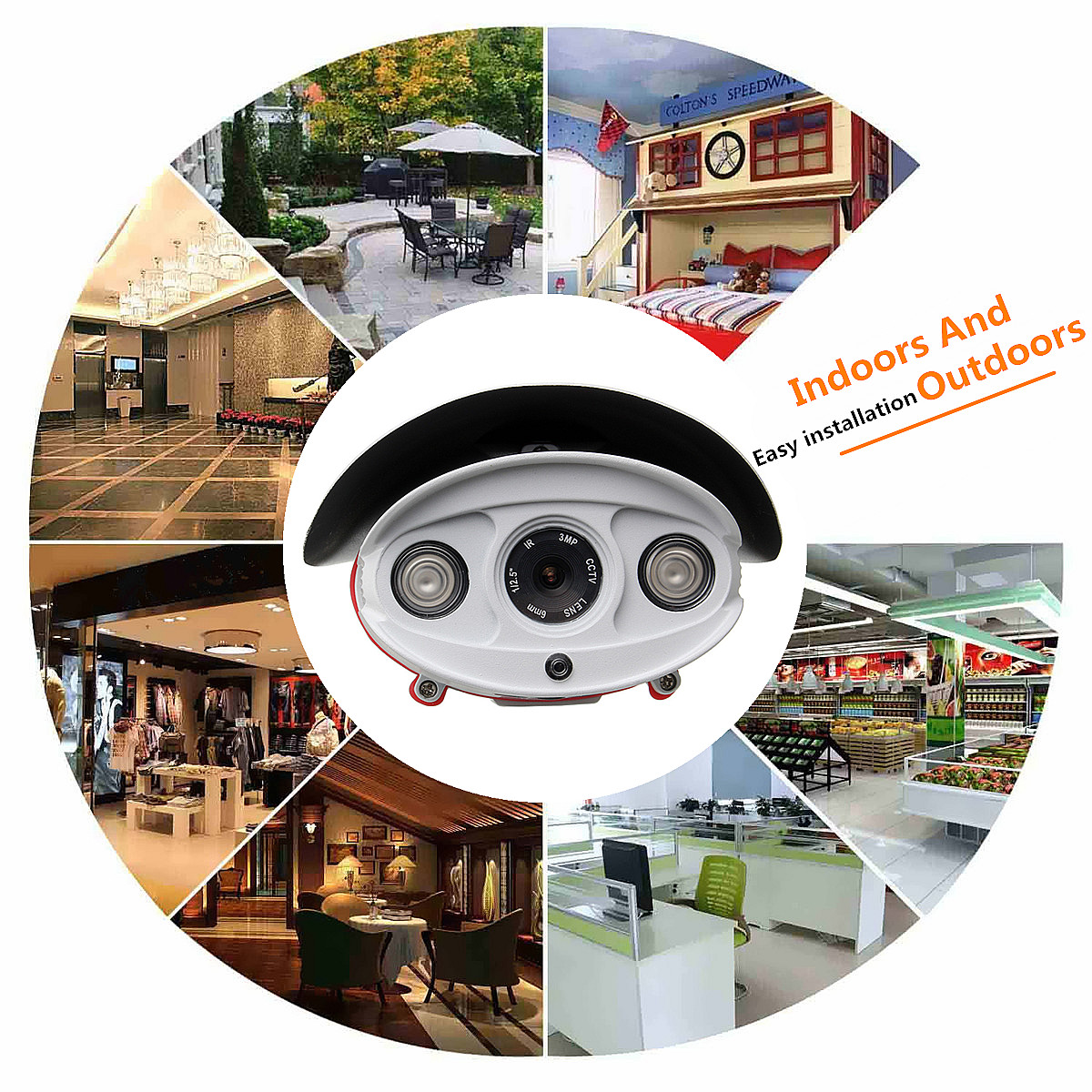 Aluminum Waterproof 1080P HD 12V Outdoor Camera Home Security Monitor IR Night Vision NTSC 18