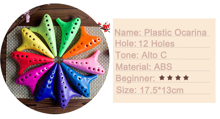 12 Hole Thicken ABS Plastic Alto C Ocarina For Beginner Gift - Photo: 3