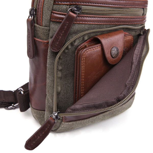 Men Bag, Canvas Causal Travel, Outdoor Shoulder Crossbody Chest Bag